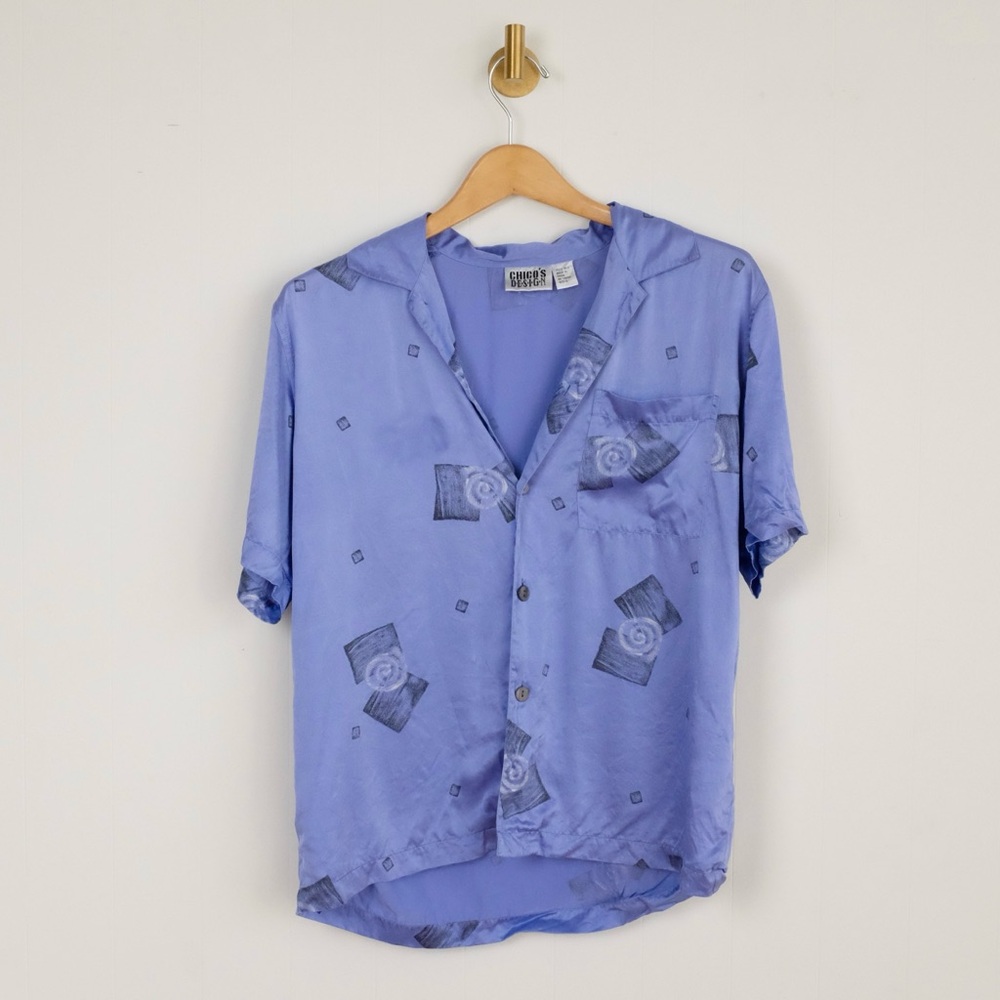 Vintage Silk Button Down Short Sleeve Shirt